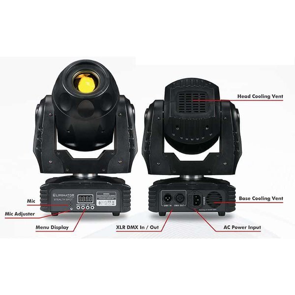 Eliminator Stealth Spot - 60W LED Spot Moving Head with Fixed 3-Facet Prism and DMX - Image 4