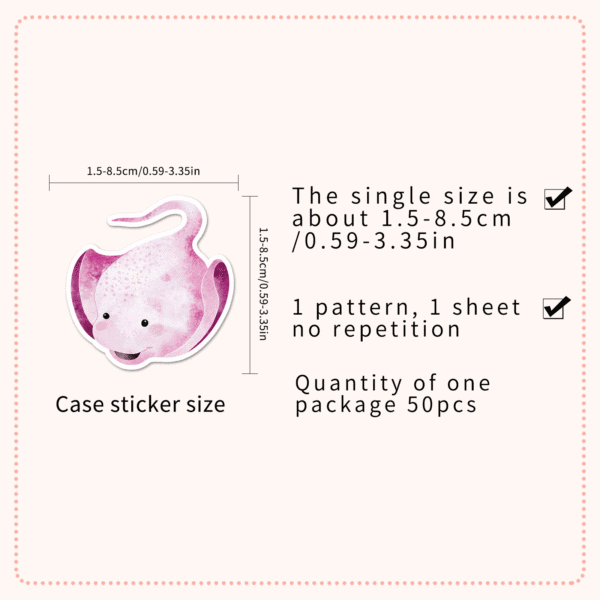 17555957397012 50pcs Pink marine life themed stickers