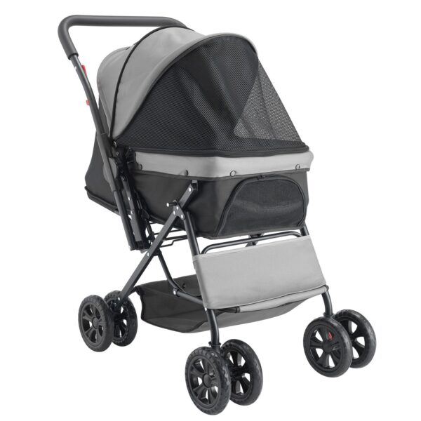 pet stroller with reversible handle for comfortable outdoor travel