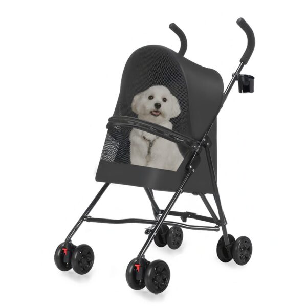 pet stroller with mesh ventilation for airflow and visibility