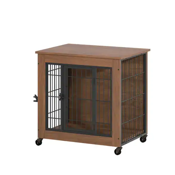 1 Dog Crate Furniture with Wheels for Small Dogs