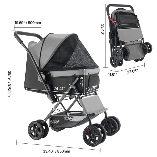 durable pet stroller with alloy frame for stable and long term use