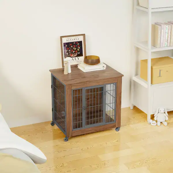 18 Dog Crate Furniture with Wheels for Small Dogs