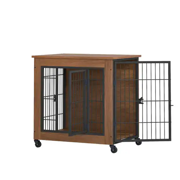 2 Dog Crate Furniture with Wheels for Small Dogs