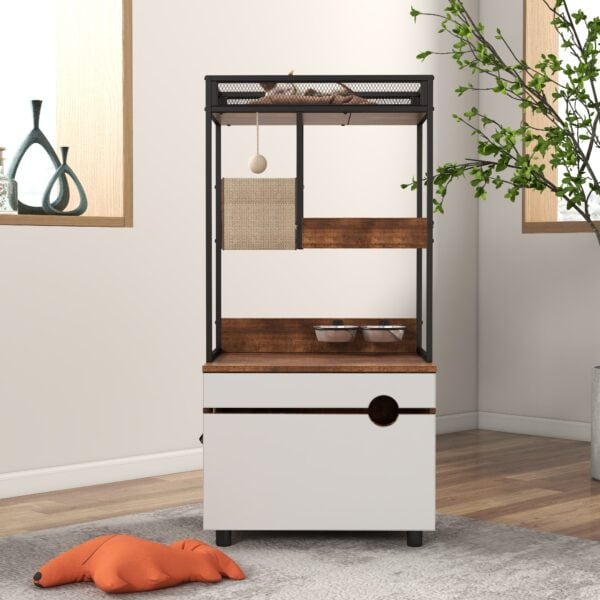 easy to clean cat litter box cabinet for daily maintenance