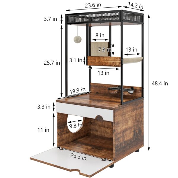durable cat litter box furniture with metal frame and wood panels