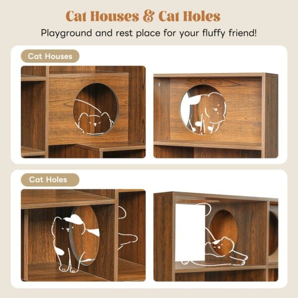 cat house with built in cat nests and private resting spaces
