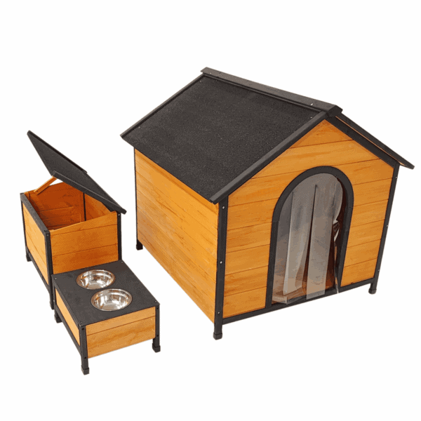 4cb63316be72367e7eadc78ae0248938 Luxury Outdoor Wooden Dog House with Feeding Station