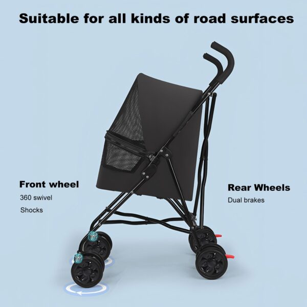 lightweight pet stroller for small pets with breathable mesh