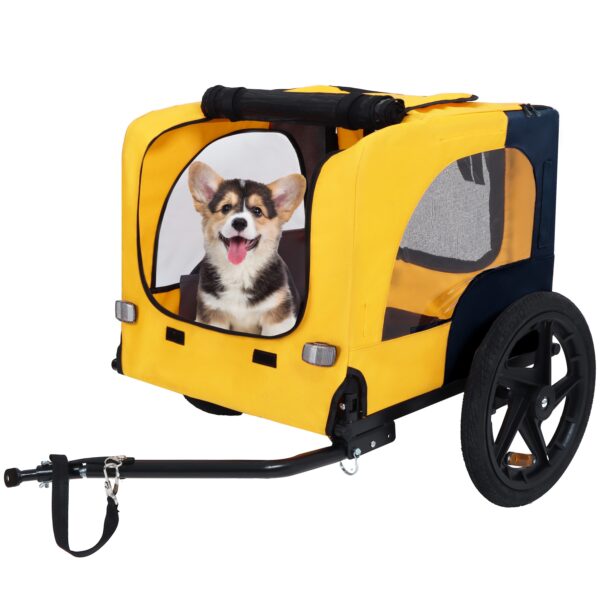 pet bike trailer with mesh windows and waterproof canopy