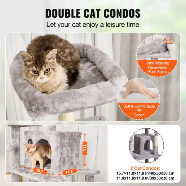 cat tree with condo hammock and soft plush platforms