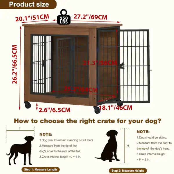 8 Dog Crate Furniture with Wheels for Small Dogs