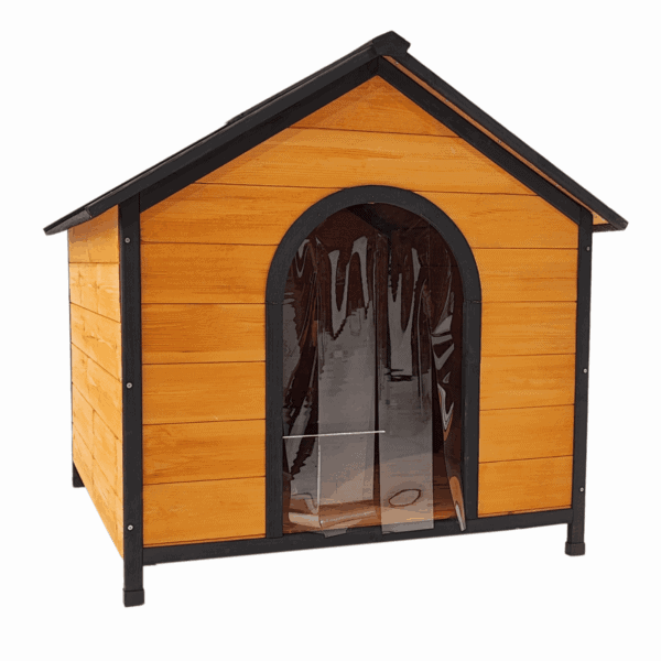 8206e6fd15a1ff173d5c25638189c37e weatherproof dog house with PVC curtain for rain and wind protection