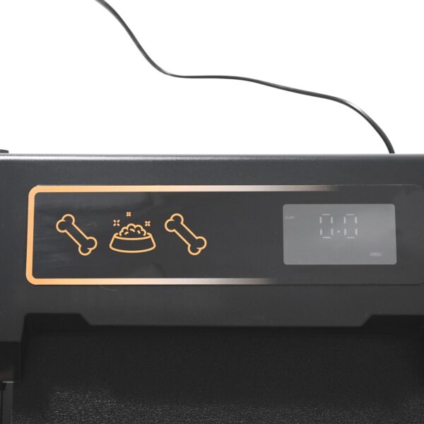 dog treadmill with smart display showing speed time distance and calories