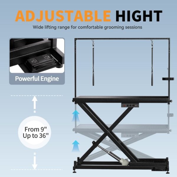 electric pet grooming table with smooth height adjustment system