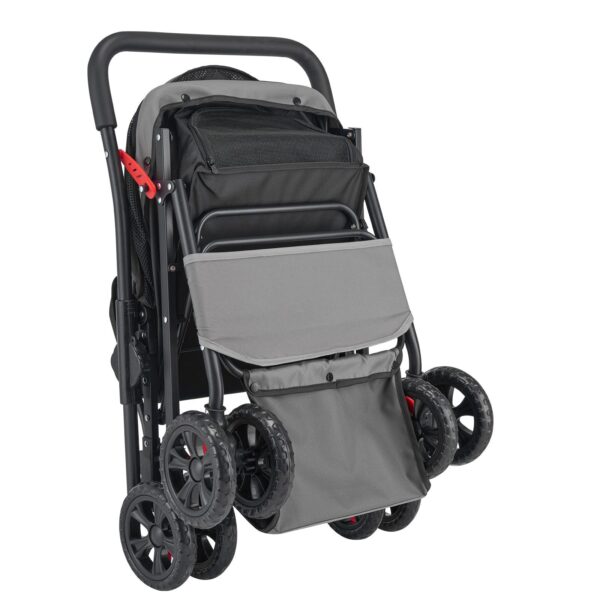 one hand fold pet stroller for easy storage and travel