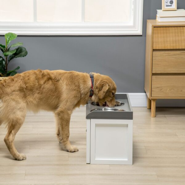 e785e2bcad28ec3374c03e37520e9aa1 dog feeding station with elevated bowls and storage drawer for large dogs