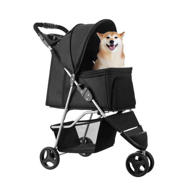 279d2304307cc34bb030dcf12959bcde Pet Stroller Foldable 3 Wheels Travel Dog Stroller