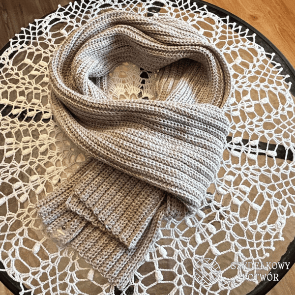 Dwustronny szal na szydełku: uniwersalny beżowy