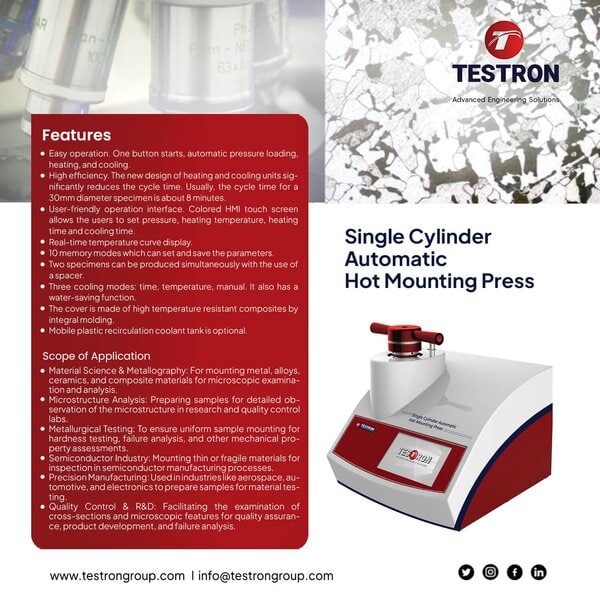 TT-SAHM Series Single Cylinder Automatic Hot Mounting Press
