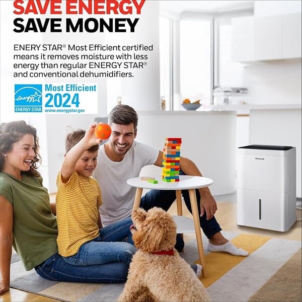 2024 NEW! Honeywell 50-Pint ENERGY STAR Dehumidifier with Built-in PUMP – Laundry Mode, Auto-Comfort Mode & Thermal Overload Protection, TPFIT50PWK - Image 3