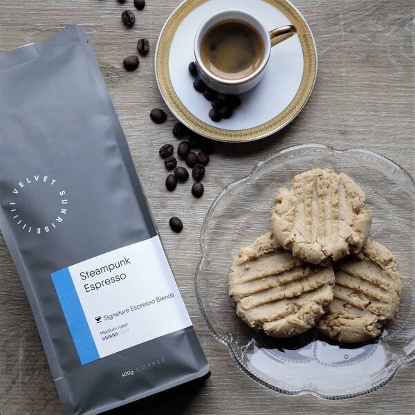 Velvet Sunrise steampunk espresso beans bag