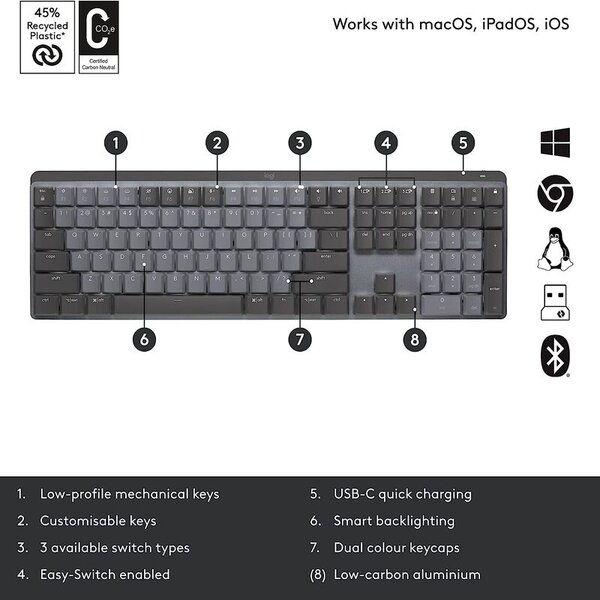 Logitech Mx Mechanical teclado Recargable De Alto Desempeño 920-010845 - Image 2