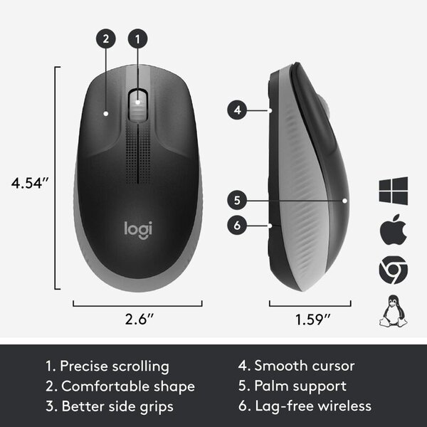 Mouse Logitech M190 wireless full size charcoal - Image 2