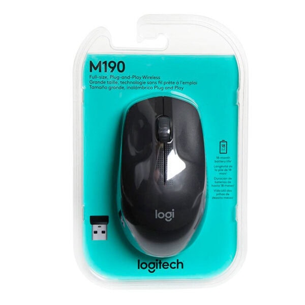 Mouse Logitech M190 wireless full size charcoal