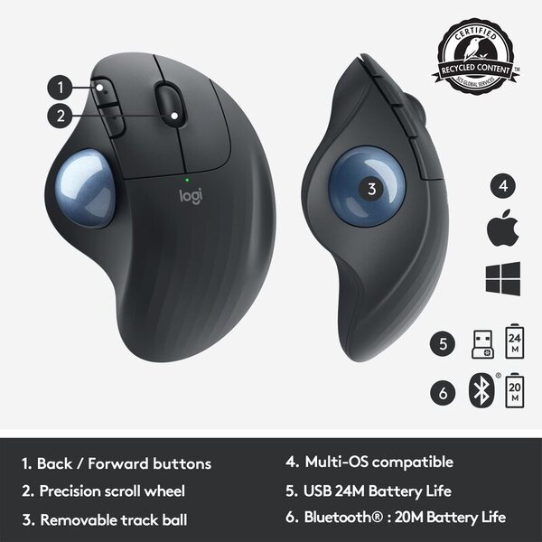 Mouse Logitech Ergo M575 Wireless Trackball Black - Image 2