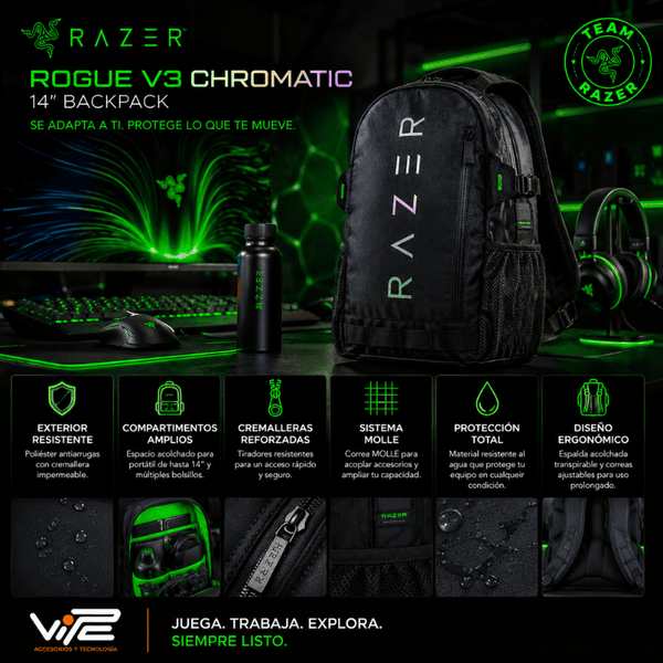 Morral Razer Rogue V3 Chromatic Edition 14 Pulgadas para Laptop, Gaming y Movilidad Tecnológica - Image 4