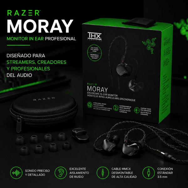 Razer Moray Monitor In Ear Ergonómico THX para Streaming Conexión 3.5 mm