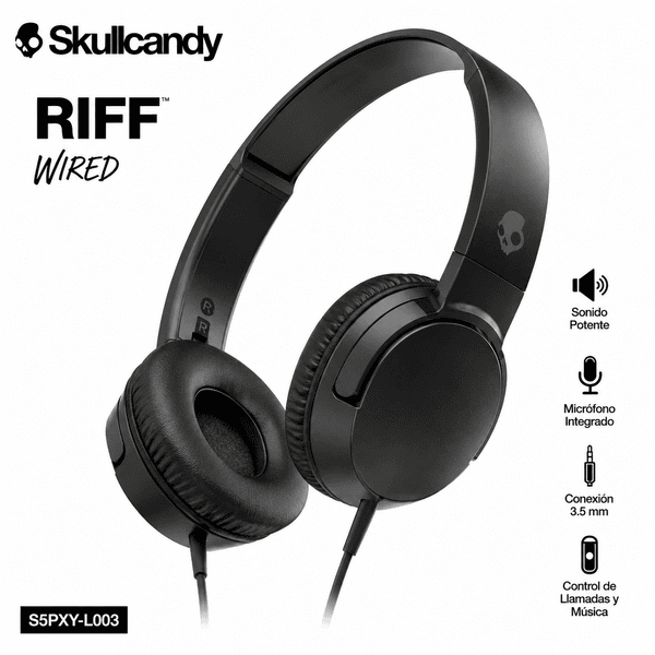 Audífonos Skullcandy Riff Wired Negro con Micrófono - Image 4