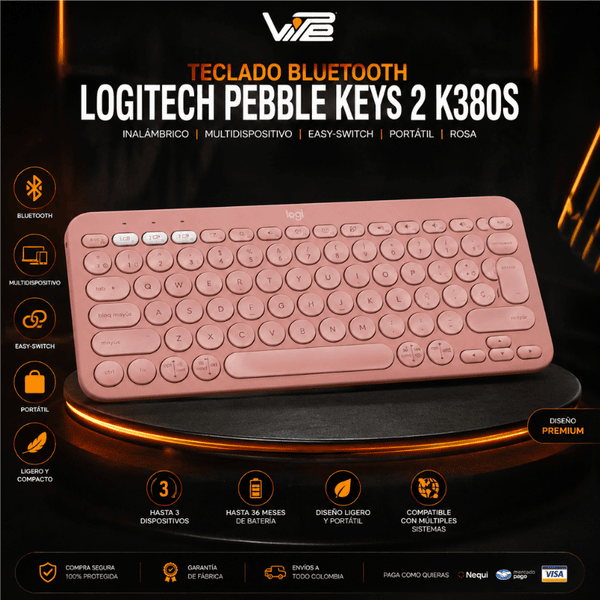 Teclado Bluetooth Logitech Pebble Keys 2 K380s Inalámbrico Multidispositivo Easy-Switch Rosa Español