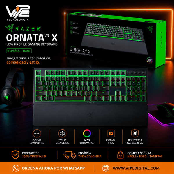 Teclado Gamer Razer Ornata V3 X Low Profile RGB Español 100% RZ03-04471100-R311
