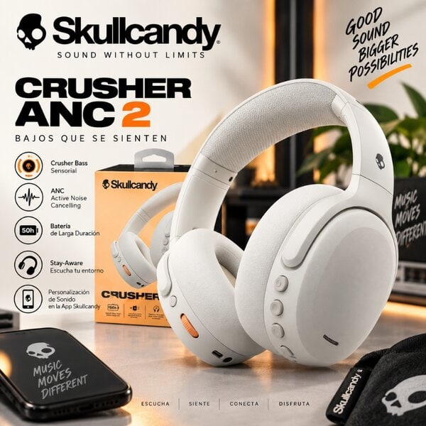 Audifonos Skullcandy Crusher ANC 2 Inalambricos Blanco