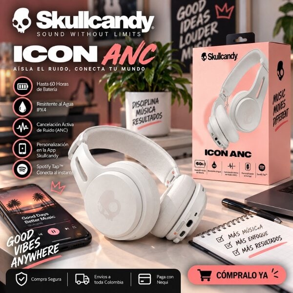 Audifonos Skullcandy Icon ANC Inalambricos Blanco - Image 3
