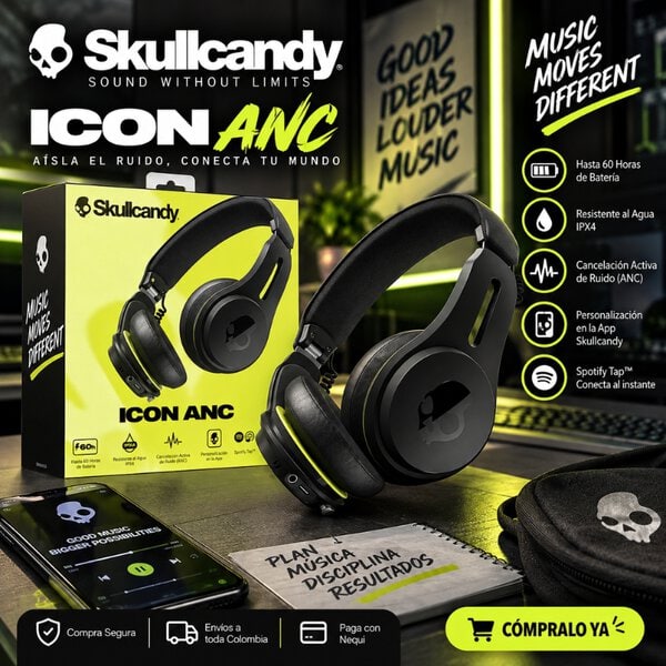 Audifonos Skullcandy Icon ANC Inalambricos Negro