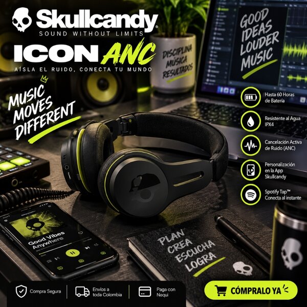 Audifonos Skullcandy Icon ANC Inalambricos Negro - Image 3