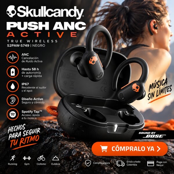 Audífonos Skullcandy Push ANC Active True Wireless Negro