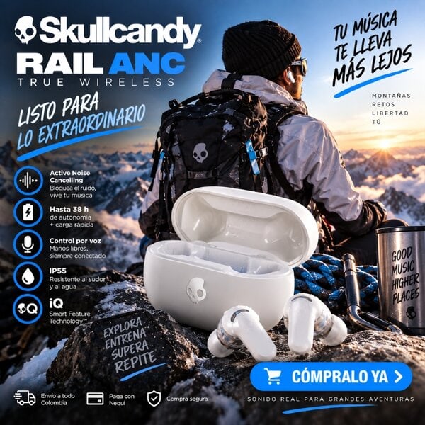 Audífonos Skullcandy Rail ANC True Wireless Blanco - Image 3