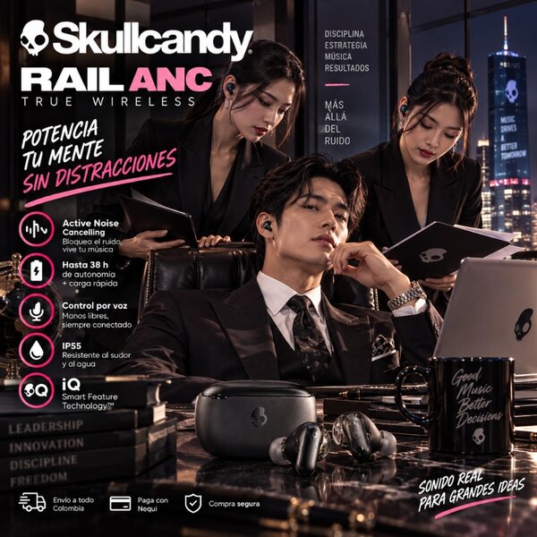 Audífonos Skullcandy Rail ANC True Wireless Negro - Image 2