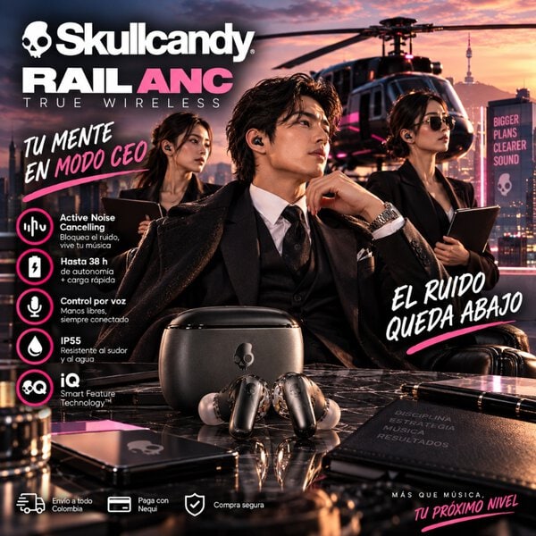 Audífonos Skullcandy Rail ANC True Wireless Negro - Image 3