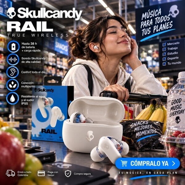 Audífonos Skullcandy Rail True Wireless Blanco - Image 2