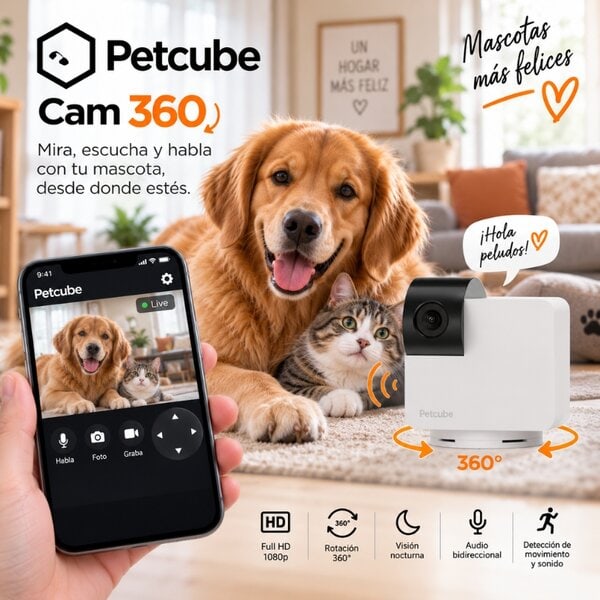 Camara Inteligente Petcube Cam 360 para Mascotas 1080p con Rotación 360° - Image 2