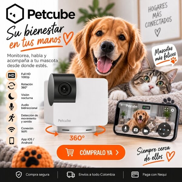 Camara Inteligente Petcube Cam 360 para Mascotas 1080p con Rotación 360° - Image 3