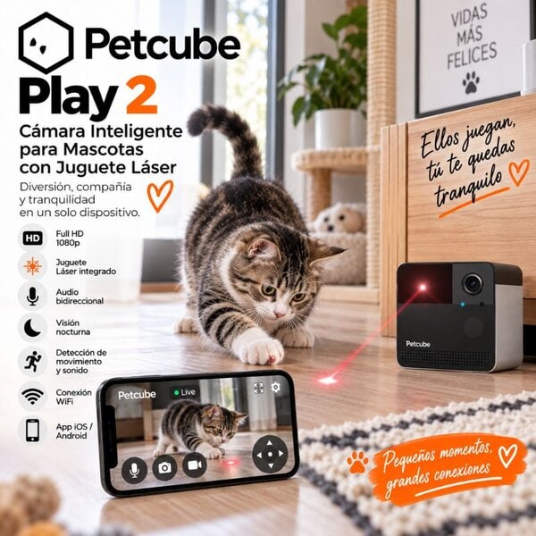 Camara Inteligente Petcube Play 2 para Mascotas 1080p con Juguete Láser - Image 2