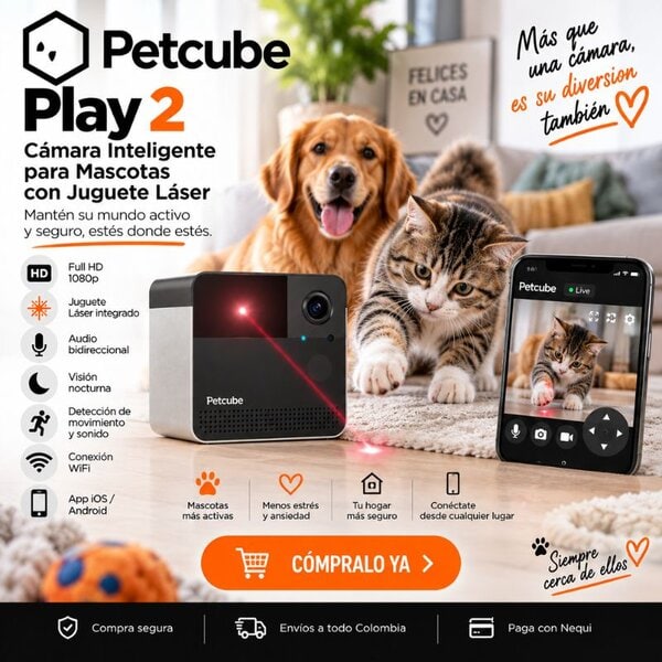Camara Inteligente Petcube Play 2 para Mascotas 1080p con Juguete Láser - Image 3