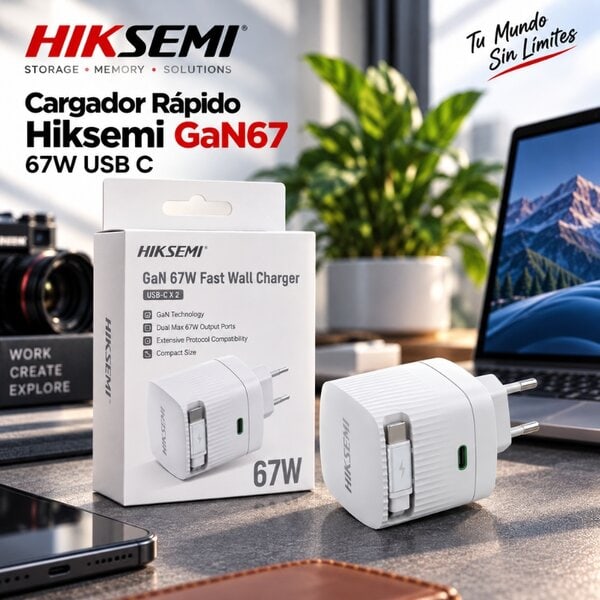 Cargador Rápido Hiksemi GaN67 67W USB C
