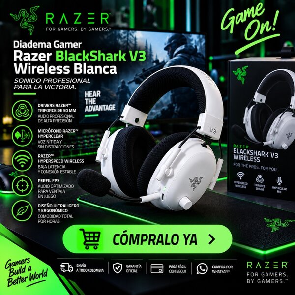 Diadema Gamer Razer BlackShark V3 Wireless Blanca - Image 3